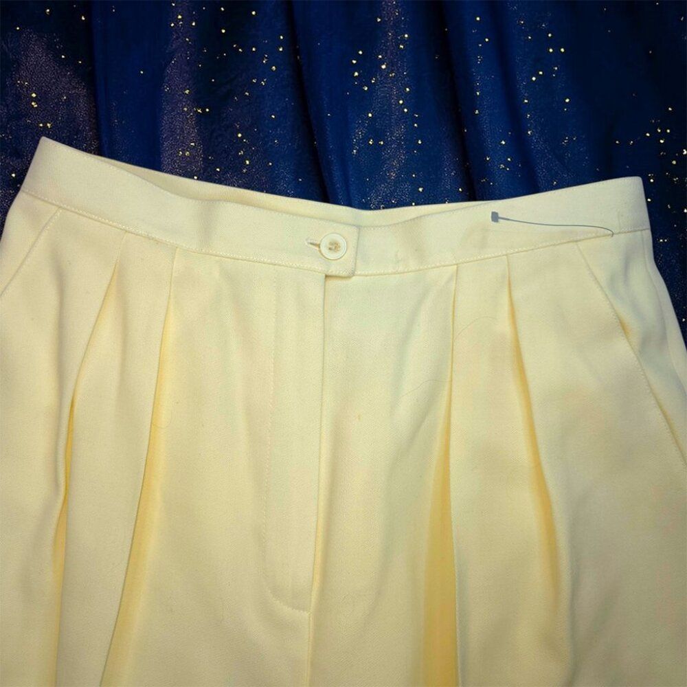 Jones of NY Wool Trousers Pale Yellow Size 10 Pleated